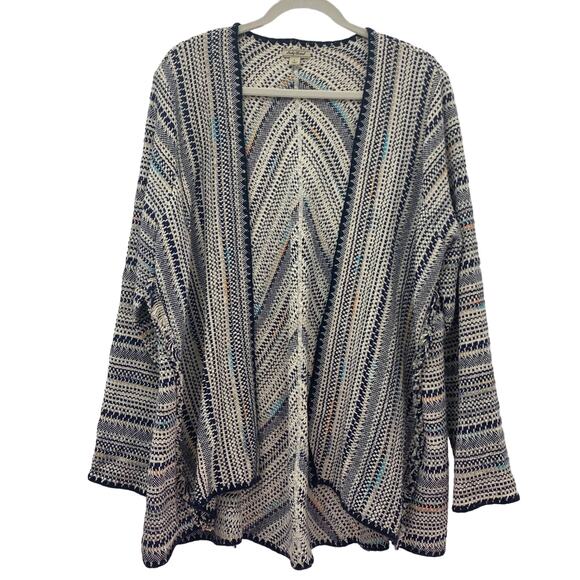 Lucky Brand Cardigan Women L Blue Sweater Open Front Mid Length Long Sleeves - Picture 1 of 8